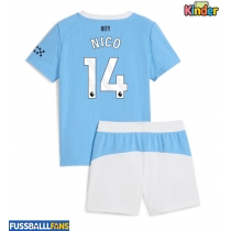 Manchester City Nico Gonzalez #14 Heimtrikotsatz Kinder 2025-26 Kurzarm (+ Kurze Hosen)